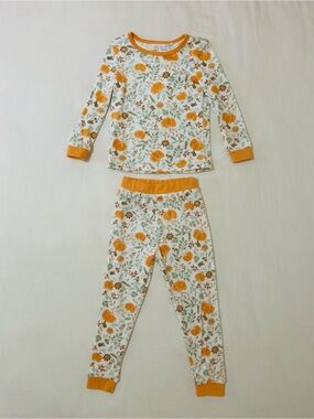 Jessica Simpson Kids Pumpkin Pajamas Set Fall Floral Orange Sleepwear Size 4